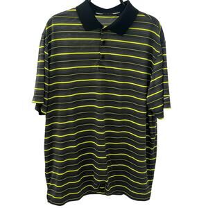 Nike Golf Yellow Grey Black Striped Polo Shirt ~ Men's XL
